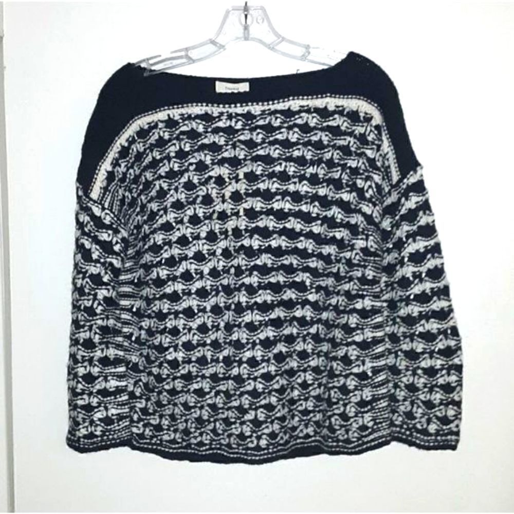 Freeway NWT Navy & White Knit Sweater Top Size Small
